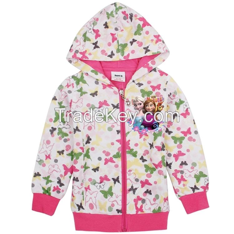 2014 Newest Frozen autumn baby girl hoodie, zipper outerwear, european style jacket