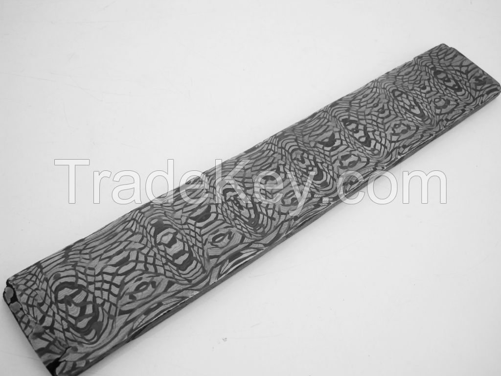 Mosaic damascus steel billet spirograph