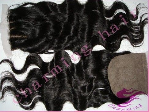 whole sale and retail 6a grade Brazilian virgin hair body wave 3 way part silk base closure 4 x 4 or 5 x 5