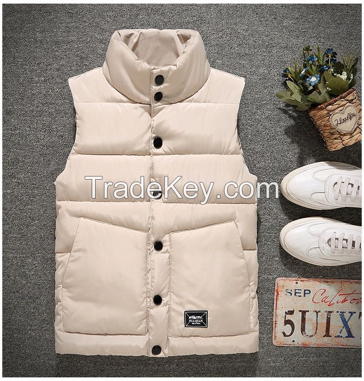 Best Selling Sleeveless Puffer Jacket Men's Solid Color Warm Winter Zip Up Jacket Custom Design Puffer Vest