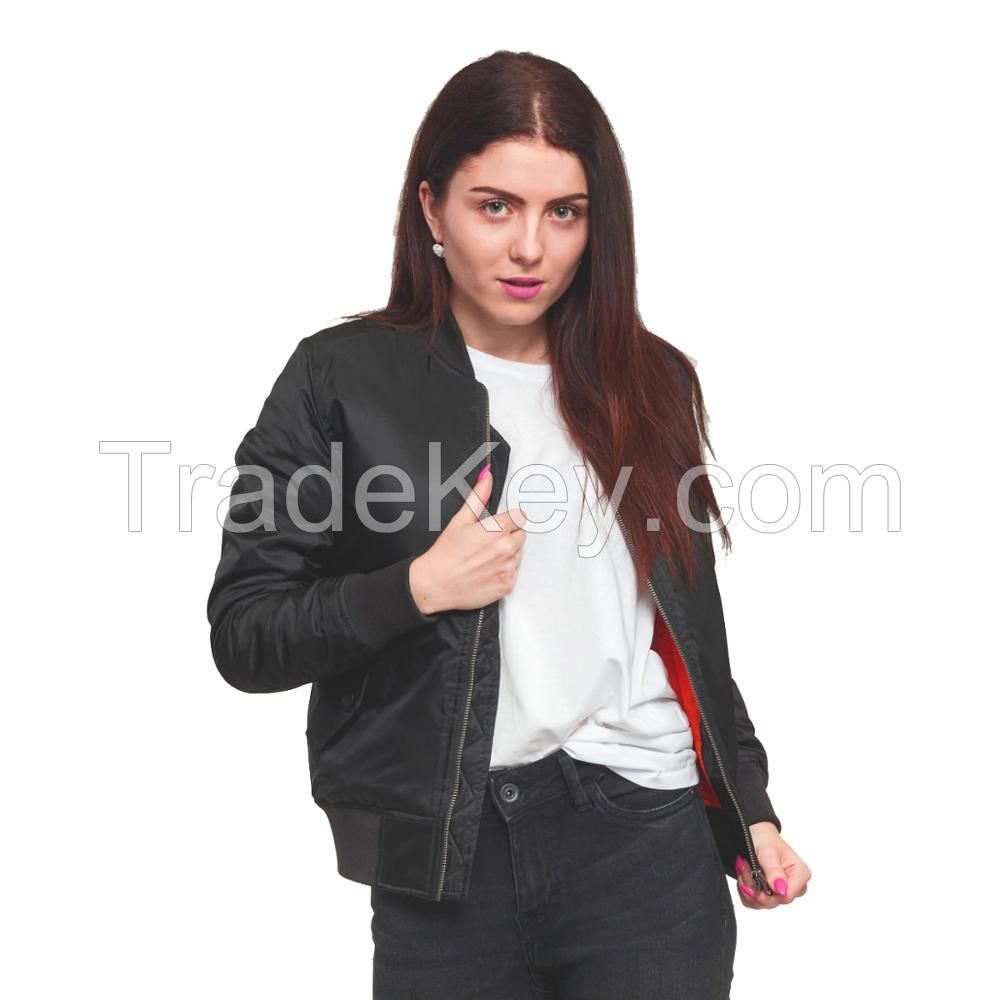 2023 Custom 100% nylon casual o neck single jackets crop bomber jacket women Wholesale Bomber Jackets