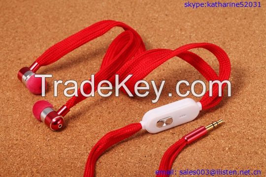 washable hoodie headphones shoelace style earphones electronic products