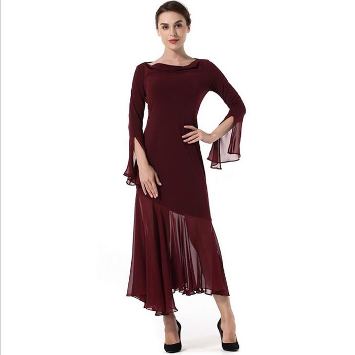 Hot sale new design red long sleeve sexy maxi dress for women
