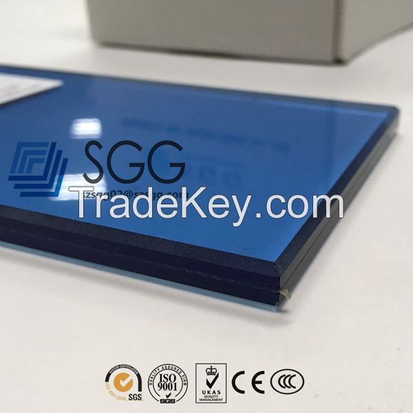 8.38 10.38  12.38mm Low Iron Bronze Blue Green Gray Laminated Glass