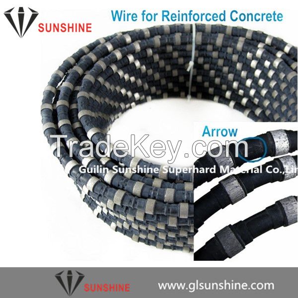 Offer10.5mm 40beads reinforced concrete cutting diamond wire for hydraulic cutting machine