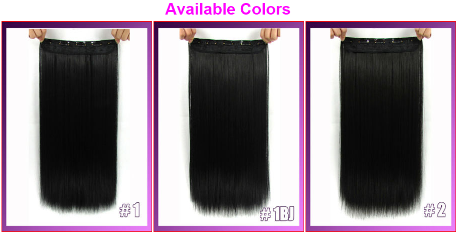 Free Shipping 28 Colors black U-pick New Women Long Straight Onepiece Clip in Hair Extensions Straight Hairpieces 100g 1Pcs