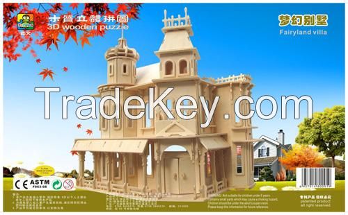 2014 Toywins High Quality DIY toy fairyland villa 3d wooden Puzzle
