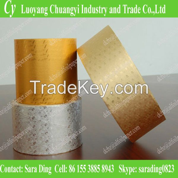 golden/silver aluminum foil paper for cigarette or food packaging