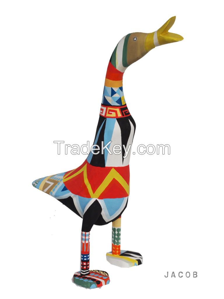 Crazy Duck!!  Hand Carved Bamboo Root with Hand painted