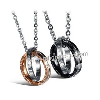 Stainless Steel Heart Shape Promise Rings Pendant Couples Necklace jewelry gifts