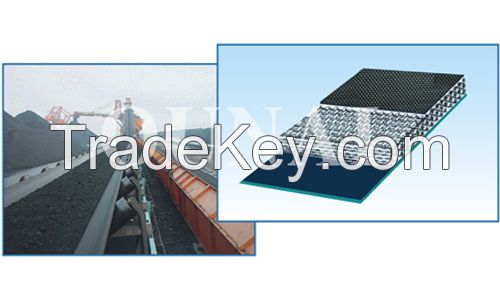 Flame-retardant conveyor belt with solid textile carcass