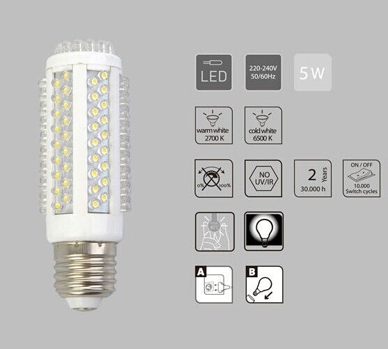 New design AC 220-240V 3W high brightness E27 led corn light