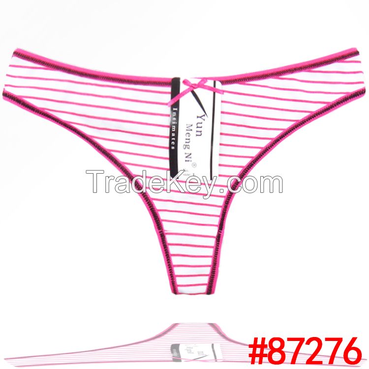 New arrival stripe cotton thong Underpants spandex g-string sexy lady panties women underwear t-back hot lingerie intimate