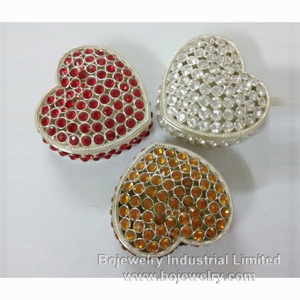 Enamel Handmade heart shape metal jewelry trinket box