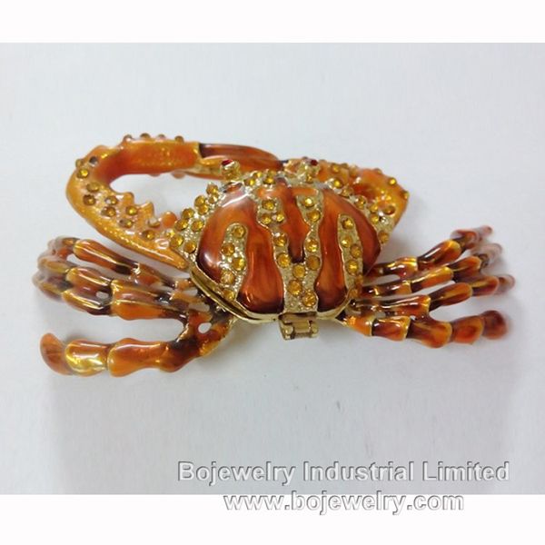 Enamel Handmade crab metal jewelry trinket box