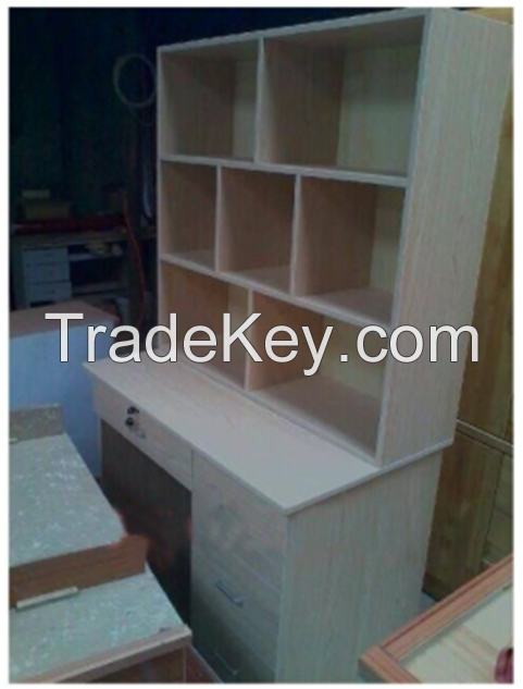Solid Wood Desk with Bookshelf