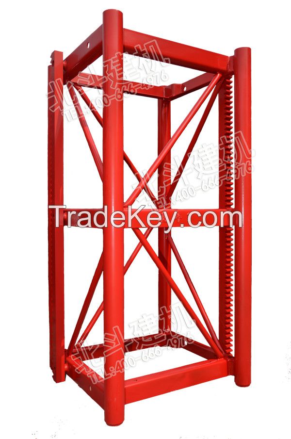 mast section for construction hoist, tower crane