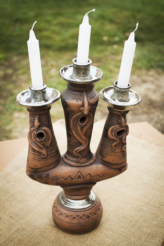 Ceramic candlestick for three candles