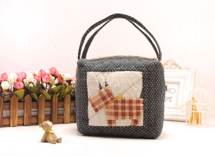 Little puppy fabric  handbag picnic bag kit DIY material sewing kits