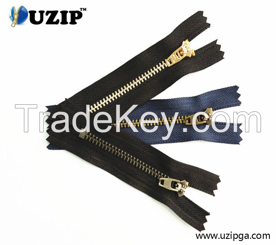 Jeans Closed ended Brass, coil, copper zippers with slider