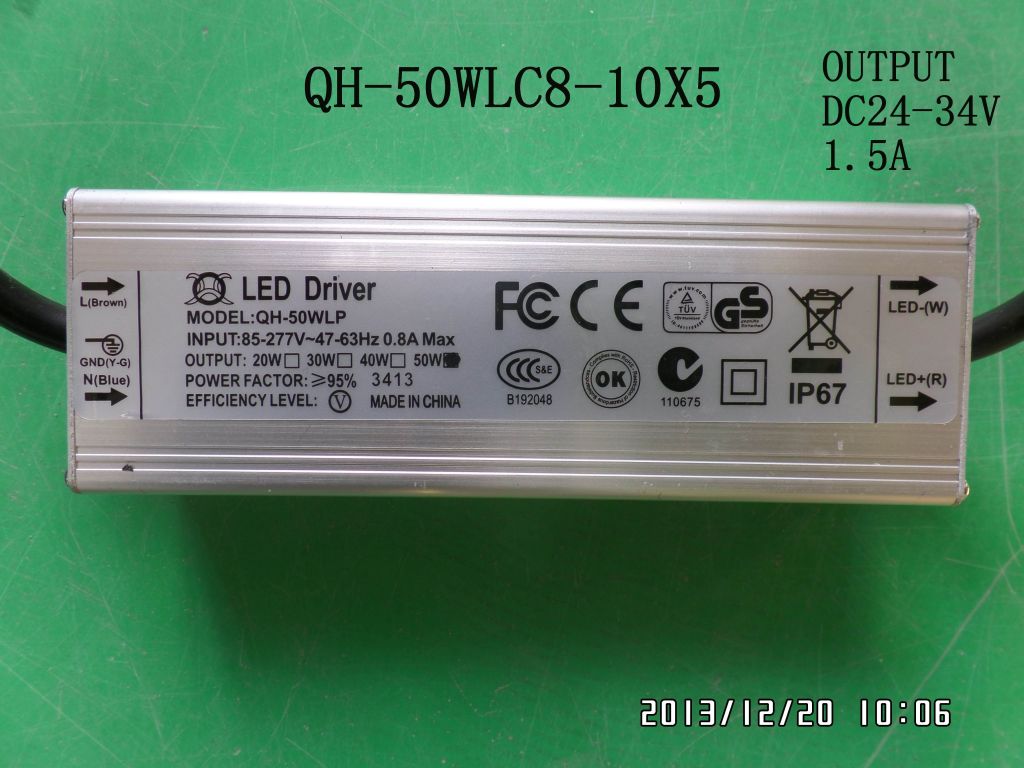 waterproof LED driver 50W 45W 40W 35W 1.5A 7-10S-5PX1 CE QiHan constant current power supply lighting transformer  PF0.95