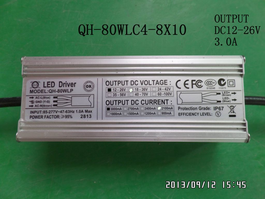 Qihan LED driver 80W7-10S-8PX1-watt LED 2.4A 2400mA all aluminum case waterproof power supply transformer  high PF CE