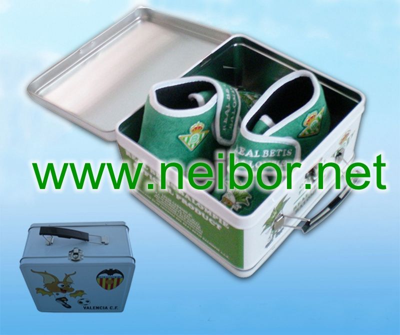 shoe box, gift box for shoes, tin handle box, tin lunch box