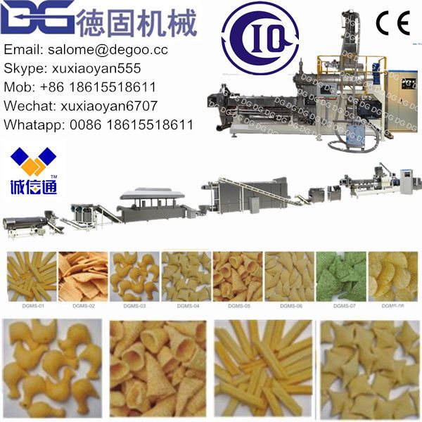 High speed Fried Twin Screw Wheat Flour Corn Bugles Snack Extruder Machine Production Line