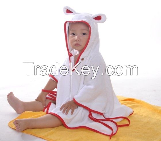 Cotton white baby hooded bath towel