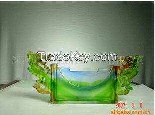 liu li artwork-colored glaze business card desktop holder