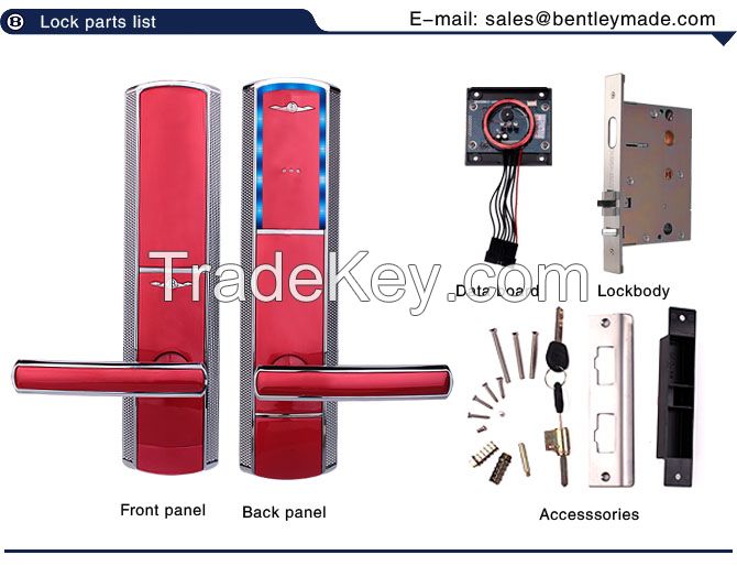 Poland digital door locks LED light illuminated rfid card network hotel lock