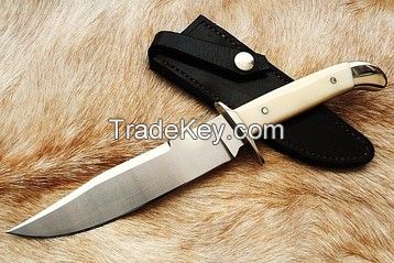 Damascus Hunting Knife with bone handle and free Shipping World Wide