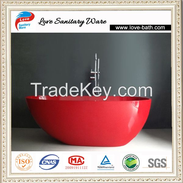 New Design Chinese natural stone bathtub with modern red colored