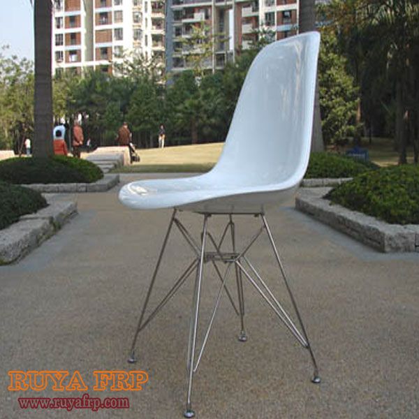 Easy fashion FRP living room chairs, fiberglass seat surface and steel feet armless chair