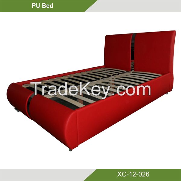 Latest double bed designs nice decoration upholestered hotel sleeping bed XC-12-026