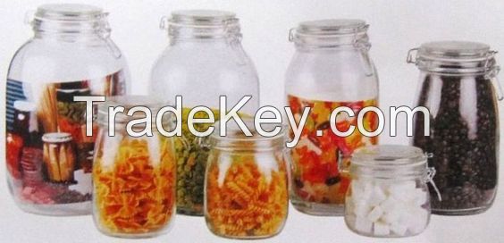 Glass Jar with Metal Clip / Storage Jar (SS1130)