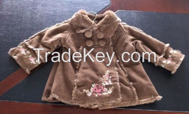 Girl suede coat bonded with fur -2015F13