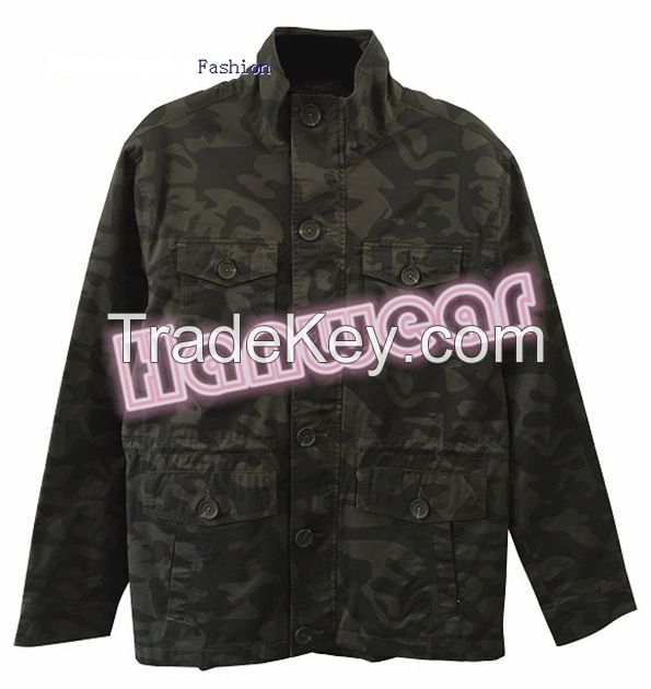 mens camouflage print washed cotton parka 14211
