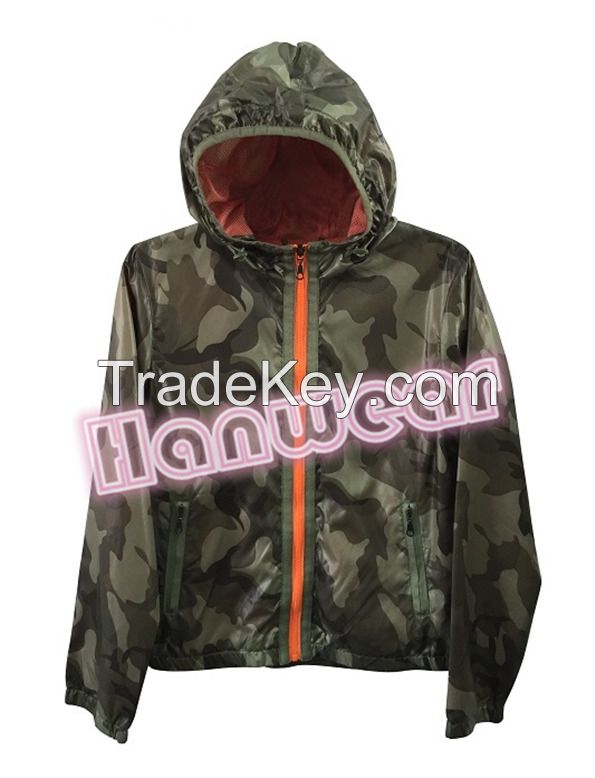 boys camouflage print waterproof hooed jacket 14422