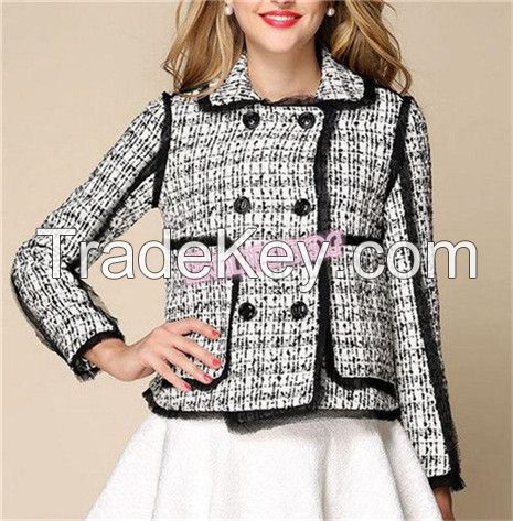 Women spring coat with lace edge 2015W17