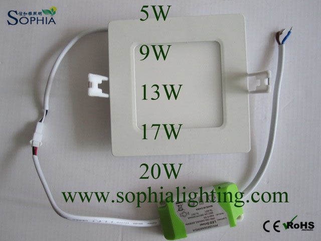 5W-20W square LED downlight, LED recessed downlight, LED slim downlight, LED ceiling light, CE, ROHS, 3 years warranty
