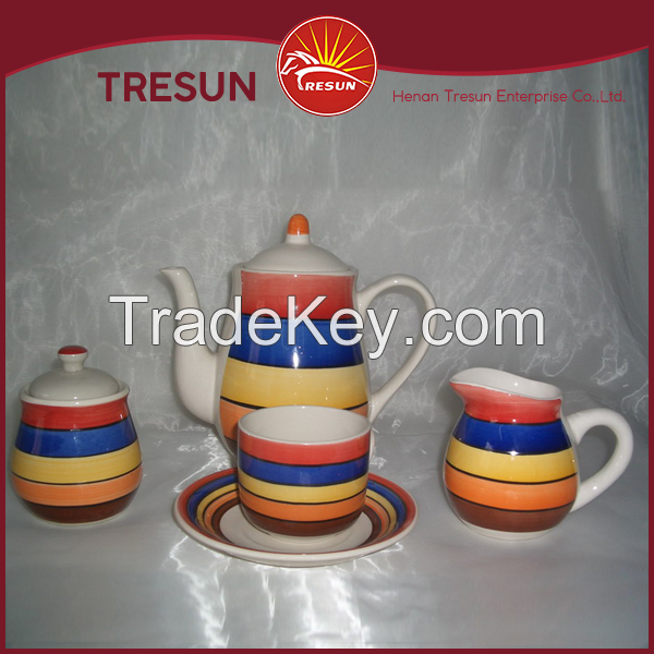 17pcs ceramic dinnerware stoneware handpainted tea set