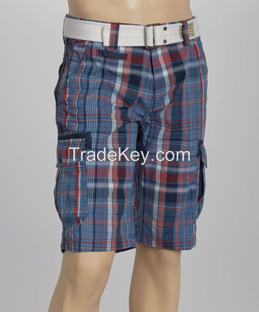 Belted cotton cargo shorts