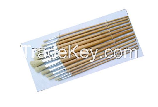 Wooden handle artist brushes