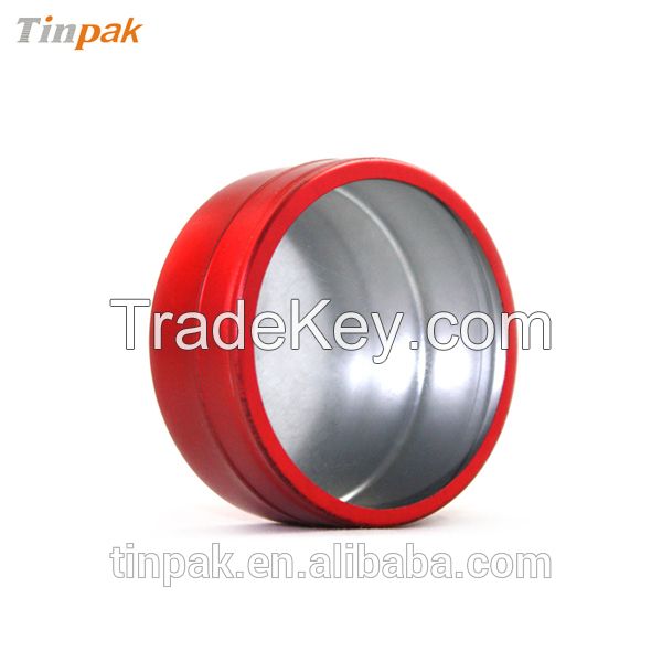 tinpak small round red sugar tin can