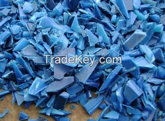 Recycled HDPE blue drum scraps flakes