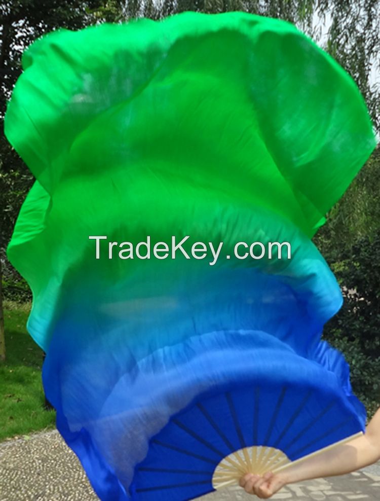 Belly dance Chinese fan veil 100% real silk pair more than 30 colors