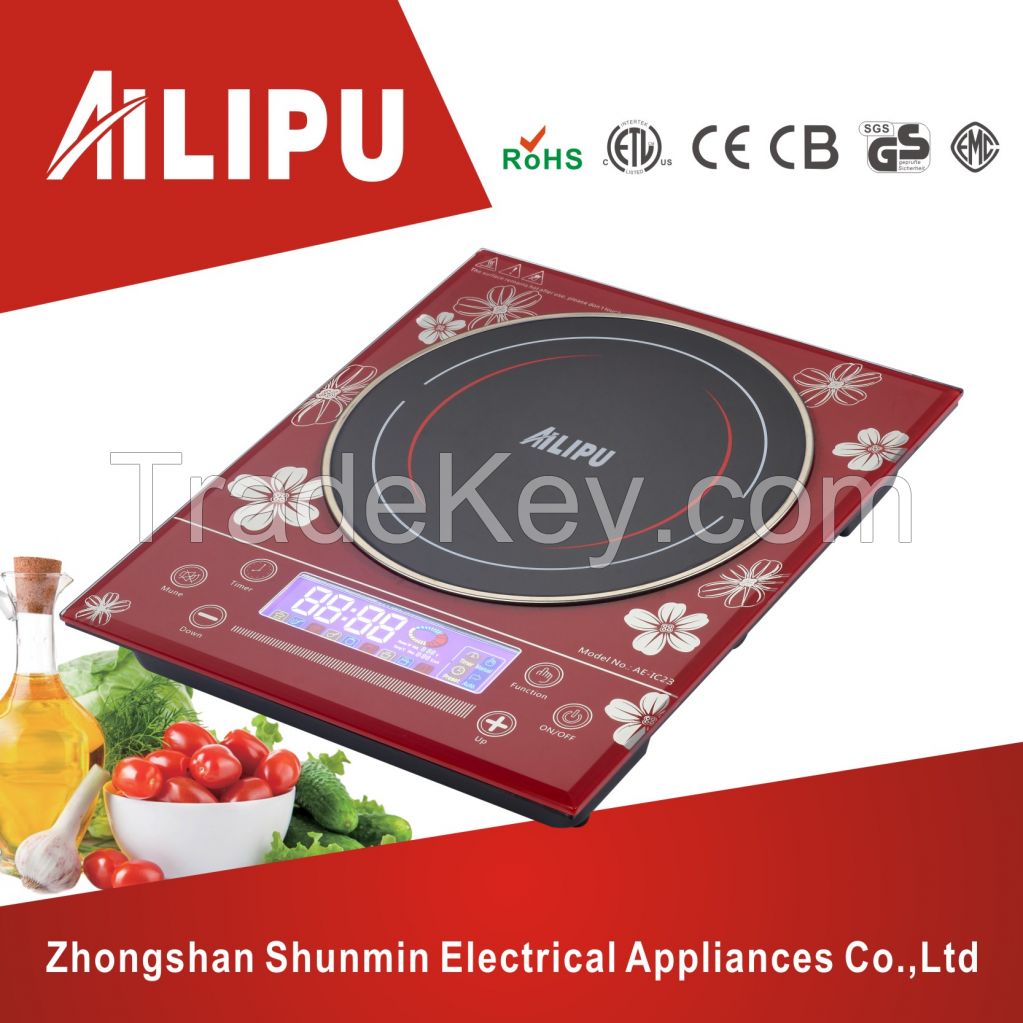 Sliding touch control black crystal plate electric cooktop/single burner induction cooker/electromagnetic oven/electrical stove with speak function