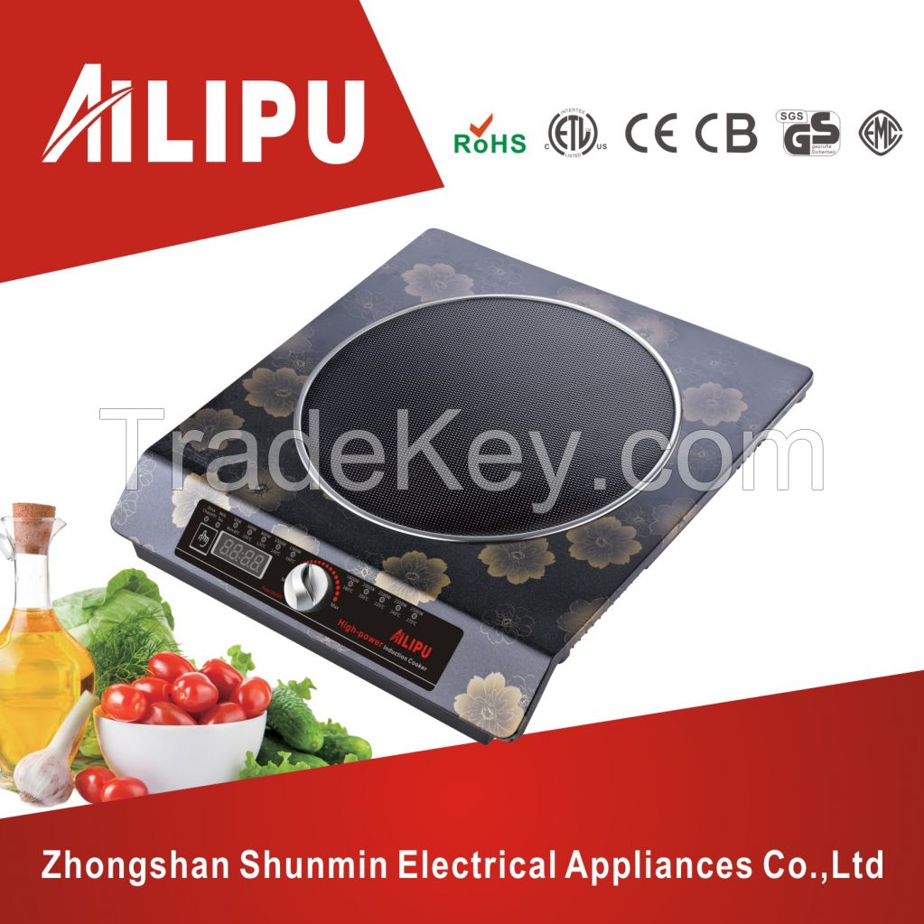 Knob controlled single plate induction cooker/induction hob/electric cooktop with copper coil/