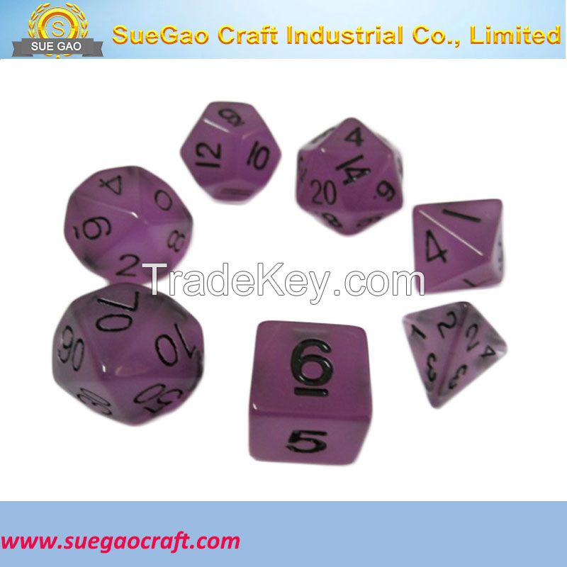 Glow in the dark dice set